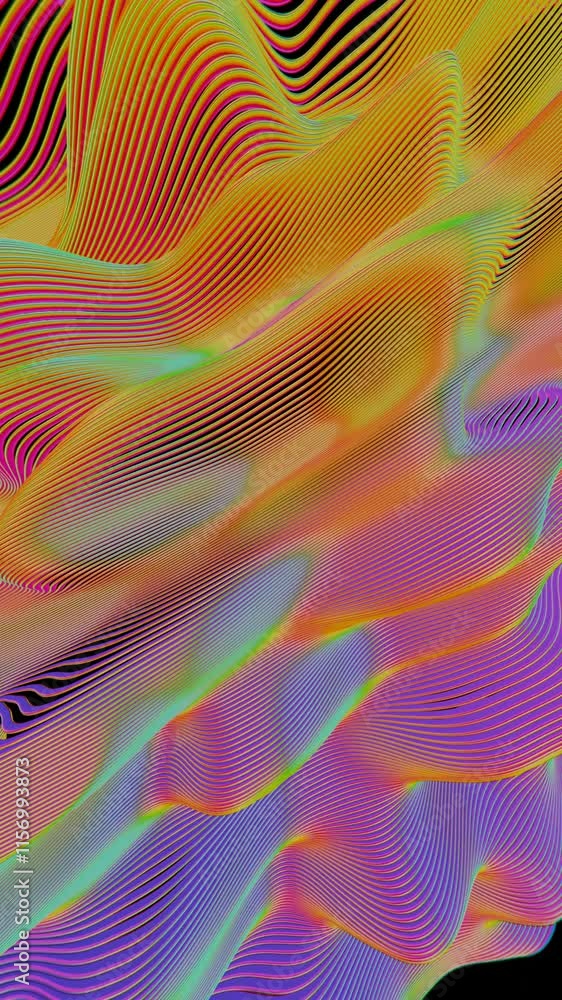 Poster dynamic abstract landscape with colorful gradient waves