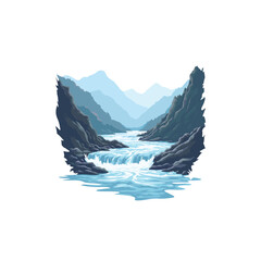 Fototapeta premium Mountain River Vector Illustration: Capturing Nature's Serenity in Art
