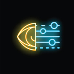 Neon icon representing the analysis of visual information, symbolizing concepts such as artificial intelligence and machine learning