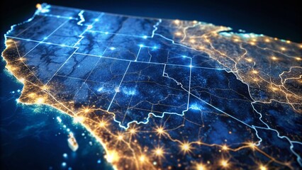 Night Map of Nevada, USA - Illuminated State & National Location