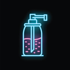 Neon sign representing a perfume spray bottle glowing on a wall, perfect for cosmetics and beauty concepts
