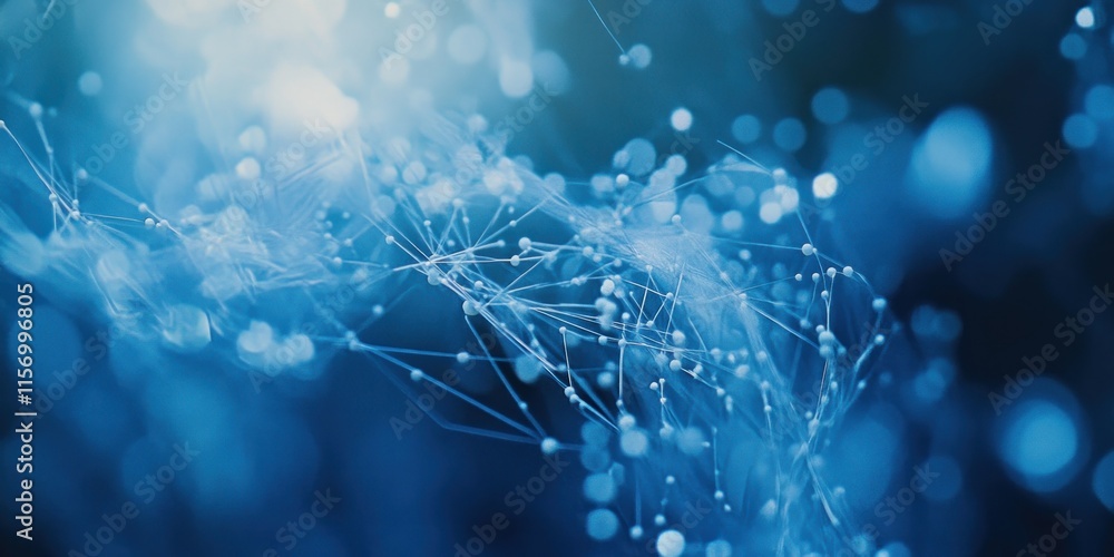 Aufkleber Abstract blue network connection background with glowing dots and lines.