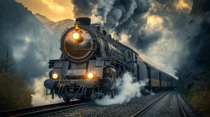 Naklejka premium Train ride in winter time.