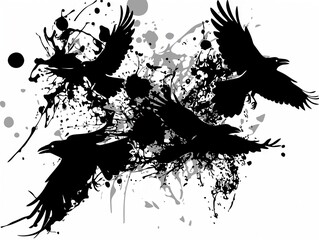 Naklejka premium bird graffiti silhouette, animal grunge icon, spray wall art symbol, grafitti tag isolated