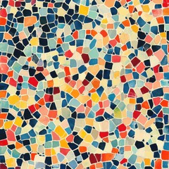 Colorful Multicolored Mosaic Tile Pattern with Irregular Shapes and Artistic Texture