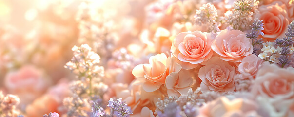 Peach Rose Bouquet Illustration