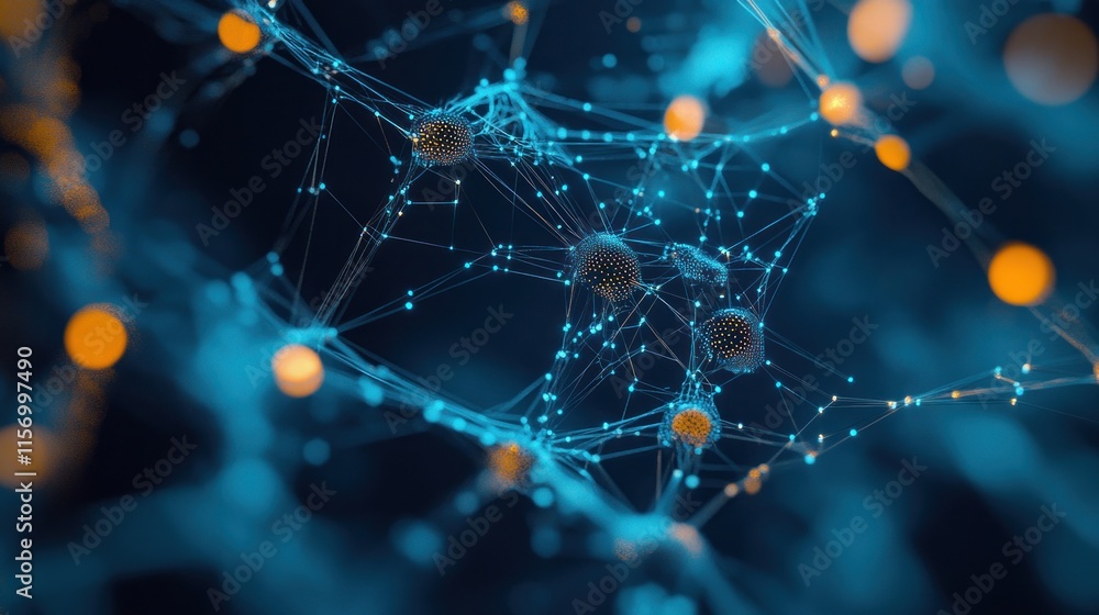 Poster Abstract network of glowing nodes and connections. (1)