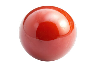 Red Polished Carnelian Sphere Isolated on White Background