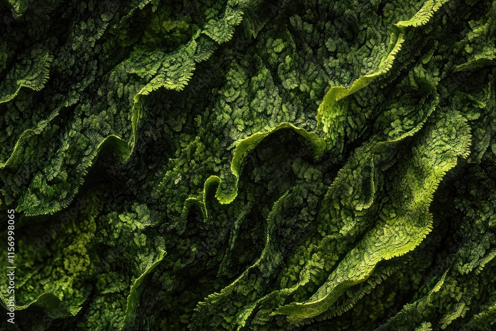 Poster abstract green textured background, resembling organic forms and wavy patterns.