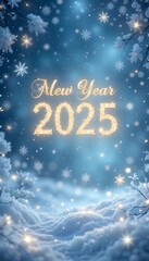 A Magical Winter Wonderland New Year 2025 Greeting Card Design