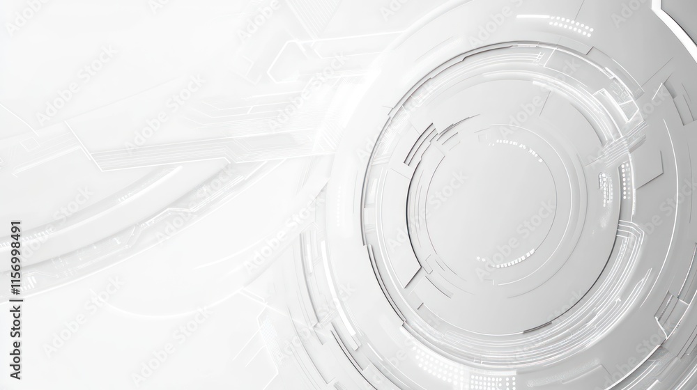 Aufkleber Abstract white technological background with circular and linear elements.