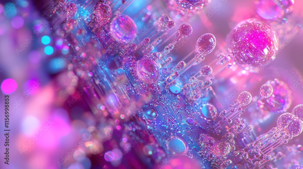 Aufkleber abstract colorful spheres and glowing structures.