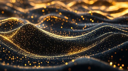 Background of Abstract Glitter Lights in Gold and Black with Defocused Effect


