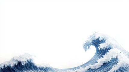Blue background with majestic traditional japanese wave art design