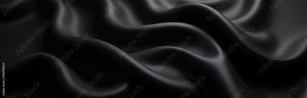 Poster The Background Is A Wave Of Black Satin Fabric Created Using Artificial Intelligence Algorithms In A Digital Design Process. 00002