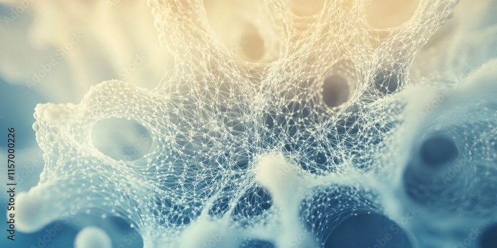 Aufkleber abstract blue and white interconnected network structure.