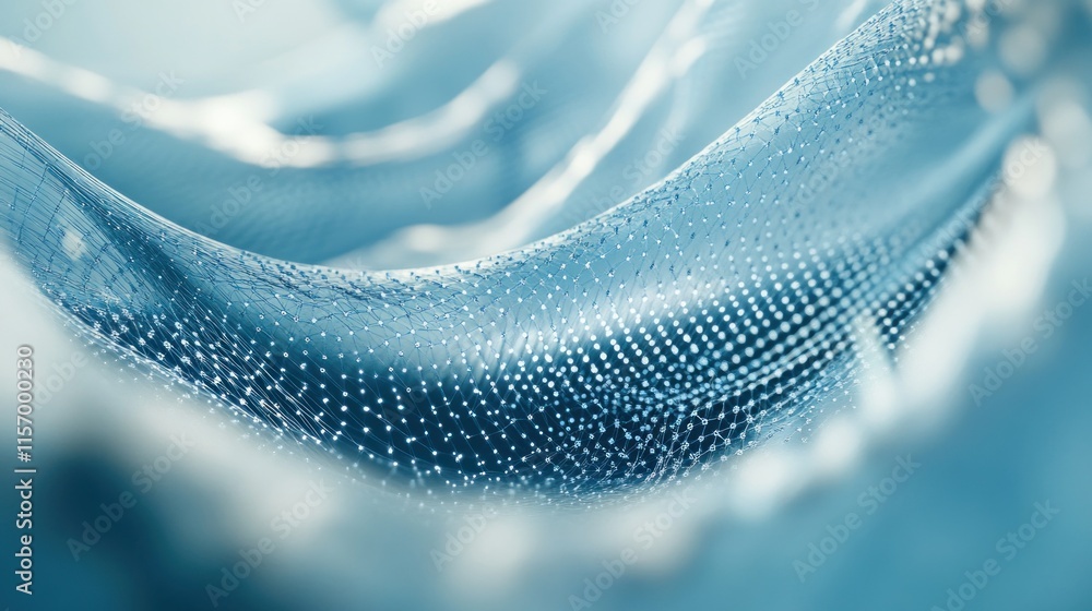 Poster Abstract blue wave pattern with textured surface and subtle light effects.