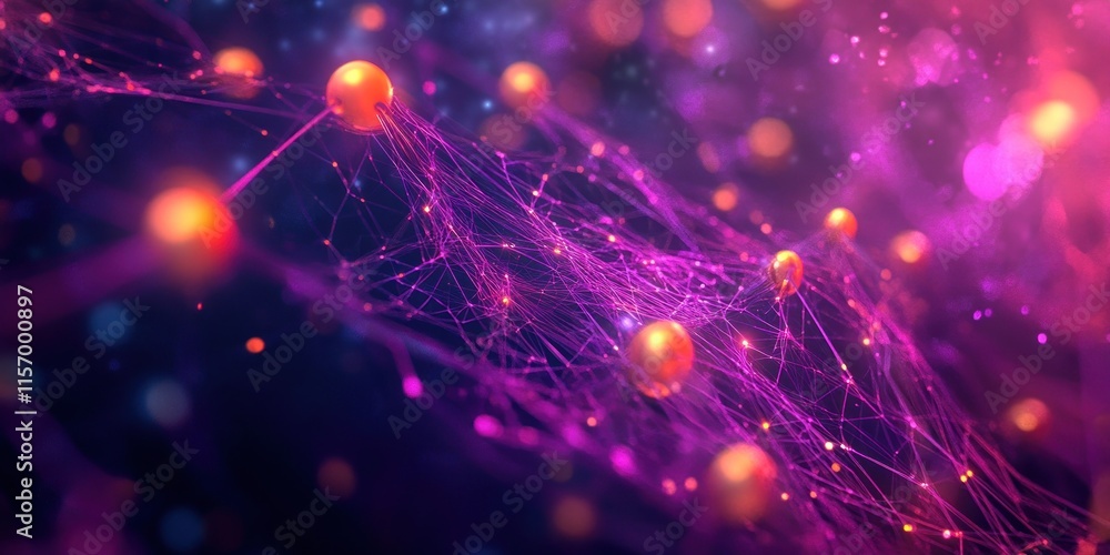 Aufkleber abstract glowing network with interconnected nodes.