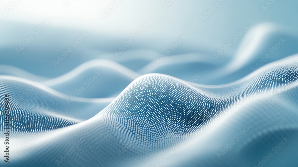 Aufkleber Abstract blue wavy surface, digital rendering of flowing data or network connections.