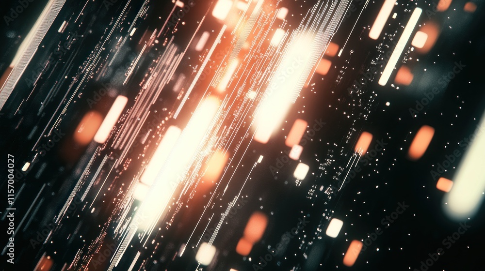 Poster Abstract digital streaks of light and data flow.