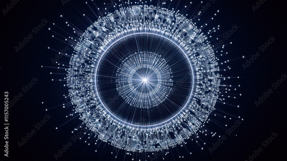 Aufkleber abstract glowing circular digital data network.