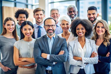 Fototapeta premium Successful business professionals from diverse backgrounds working together in modern office with religious background