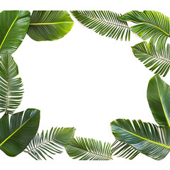 Naklejka premium Tropical Rainforest Background. Jungle Frame Poster. png