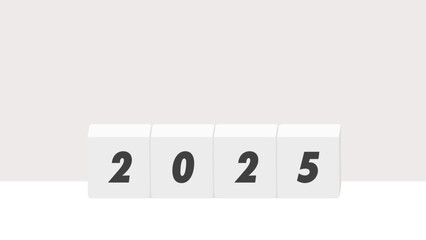 2025の文字が入ったブロックのイラスト - シンプルでおしゃれな西暦2025年の素材 - 16:9