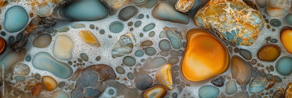 Poster Abstract colorful stone texture with organic shapes and patterns.