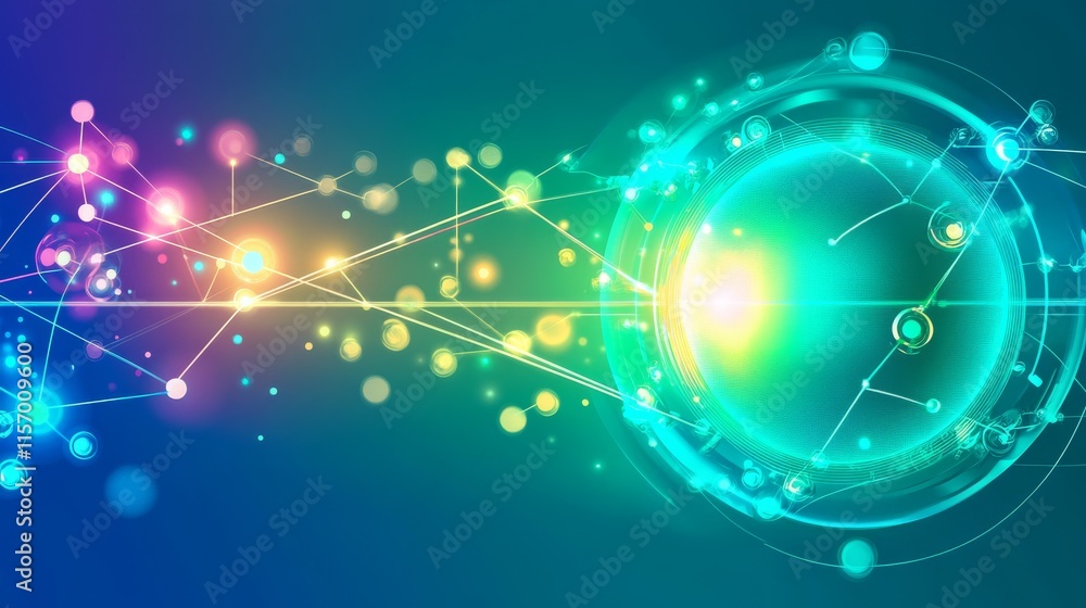 Poster abstract design with vibrant light patterns.