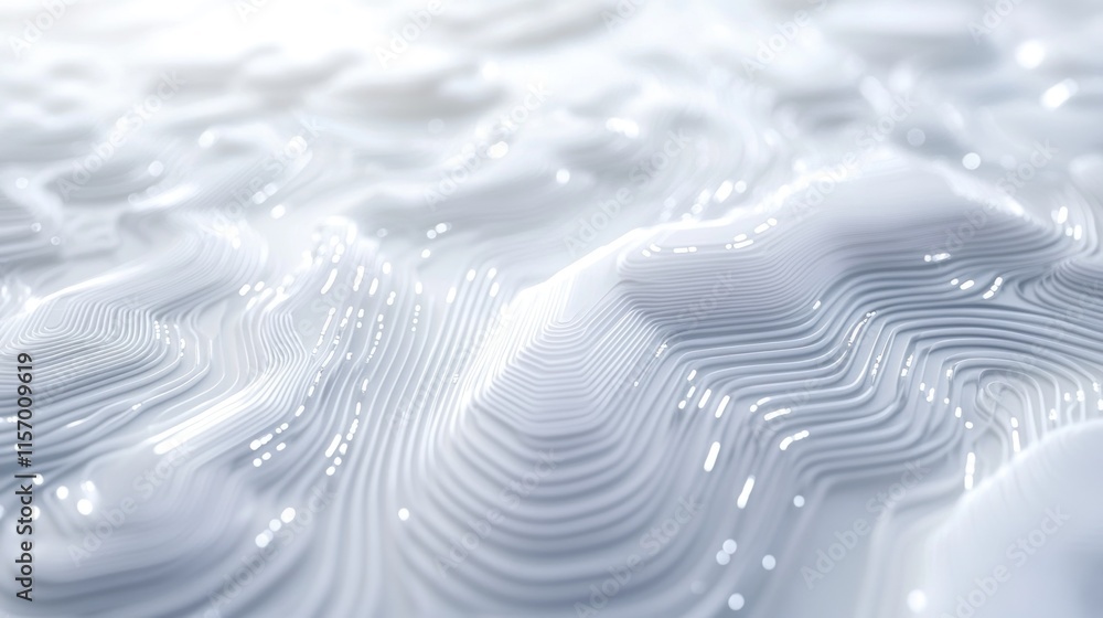 Aufkleber abstract white 3d rendering of flowing, wavy lines and curves, creating a dynamic and textured surfa