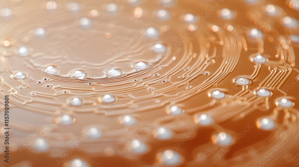 Poster close-up of a circuit board's intricate pattern, showcasing solder points and pathways.