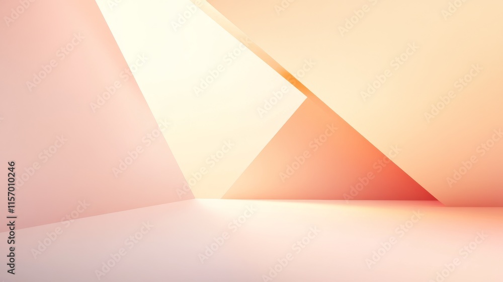 Poster abstract geometric shapes with soft colors.