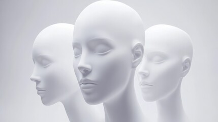 Abstract mannequins in stylistic arrangement.