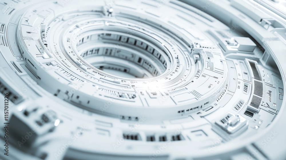 Poster abstract white circular technological design. (2)