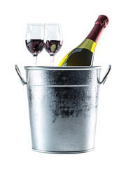 Chilled Wine Bucket for Serving - Isolated on White Background