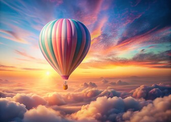 Fototapeta premium Pastel Striped Hot Air Balloon: Festive Decor for Celebrations & Joyful Spaces