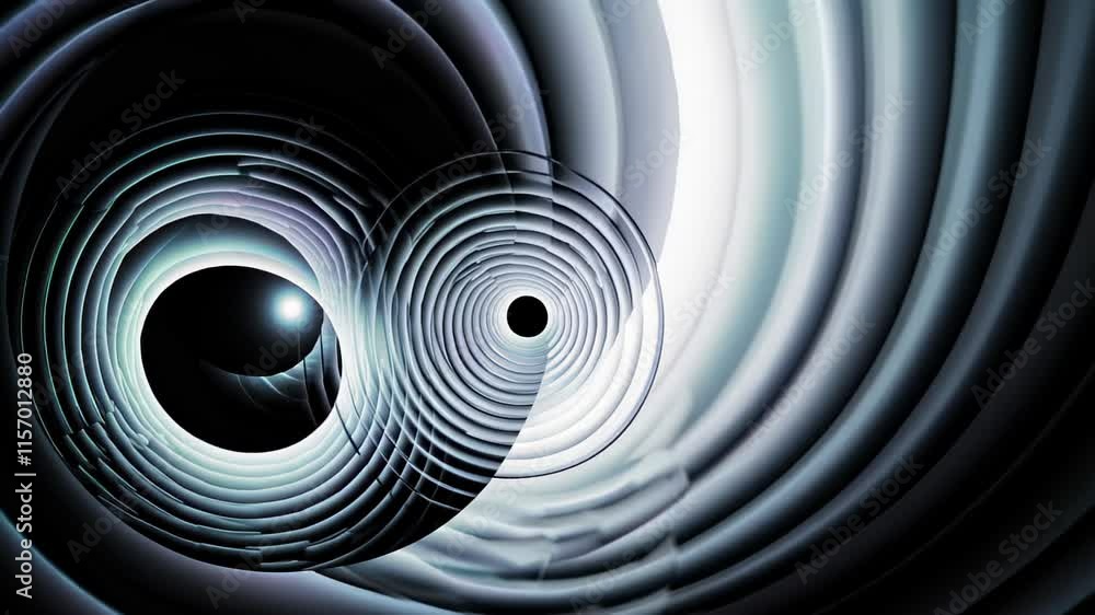 Aufkleber overlapping concentric rings with a surreal glowing effect and circular balance.