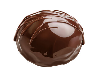 Obraz premium Chocolate Truffle with Drizzled Coating Isolated on White Background