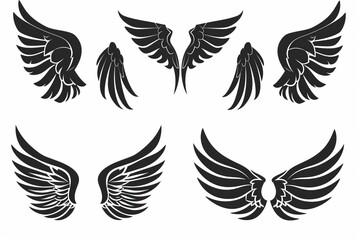 Obraz premium Wings flat icon, angel wings emblem, bird feathers minimal silhouette, pigeon sign, spirituality symbol