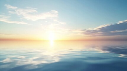 Obraz premium Calm ocean sunset reflecting serene skies.