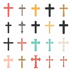 Fototapeta premium Cross icon, christianity religion symbol, christian sign, cross shape, church emblem, catholicism symbol