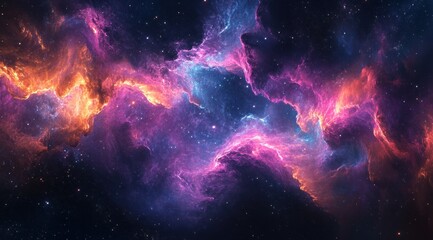 A beautiful abstract background with colorful waves and stars in the sky