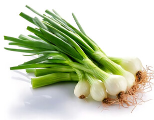 fresh green onion isolated on white background cutout