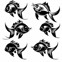 Obraz premium Fish icon, mackerel shape, graffiti spray fishing symbol, silhouette, salmon sign, black ink fish shape