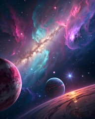 Nebulas Casting Colorful Shadows on Planets