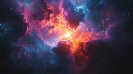 Obraz premium A massive, swirling nebula with multiple colors and shapes, resembling an elegant cloud formation