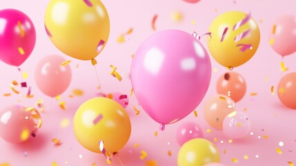 Colorful balloons floating in festive celebration.