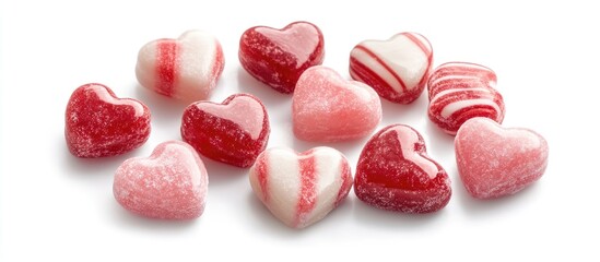 Heart-Shaped Candy Canes in Various Colors for Valentine's Day Concept Isolated on White for Sweet Love and Celebration Themes