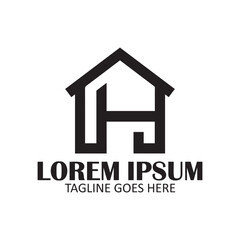 Home silhouette logo on white background